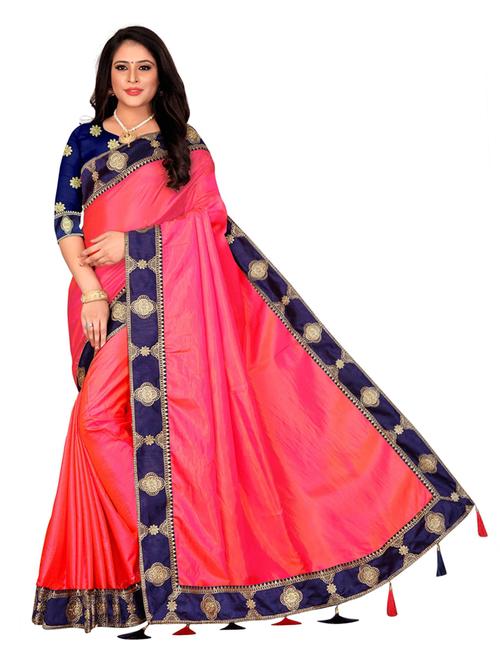 solid with bordered saree with blouse - 19900260 - Very Small Image - 1