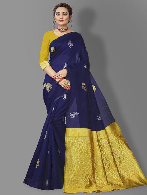 self design banarasi saree with blouse - 19900351 - Very Small Image - 1