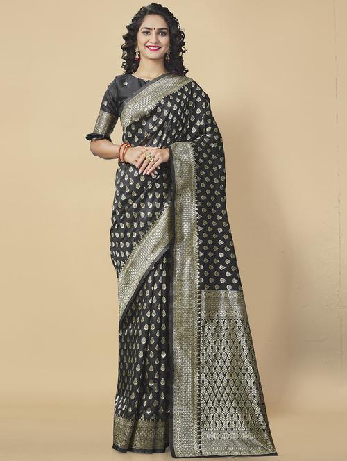 self design banarasi saree with blouse - 19900418 - Very Small Image - 1