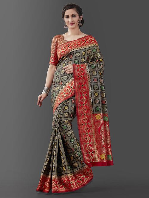 self design banarasi saree with blouse - 19900440 - Very Small Image - 1