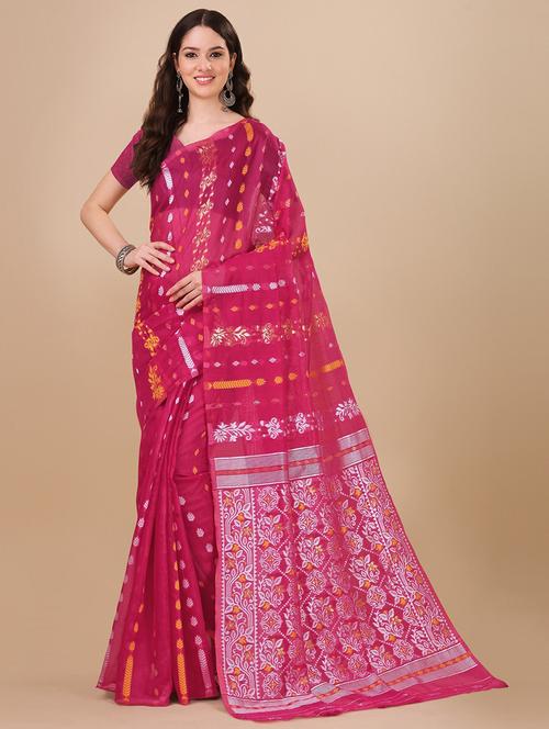 self design jamdani saree with blouse - 19900448 - Very Small Image - 1
