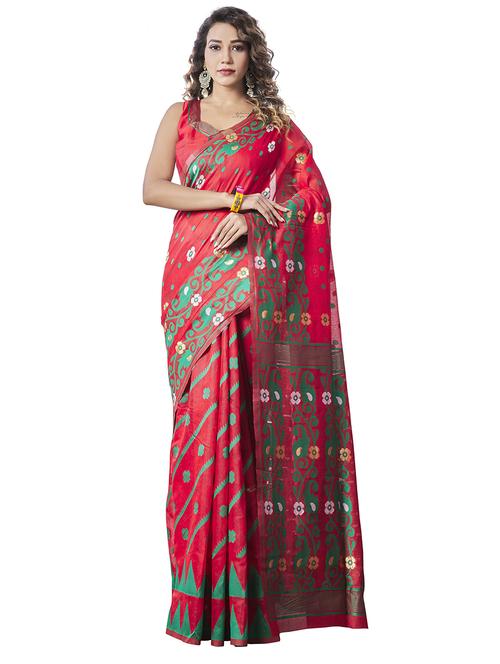 self design jamdani saree with blouse - 19900462 - Very Small Image - 1