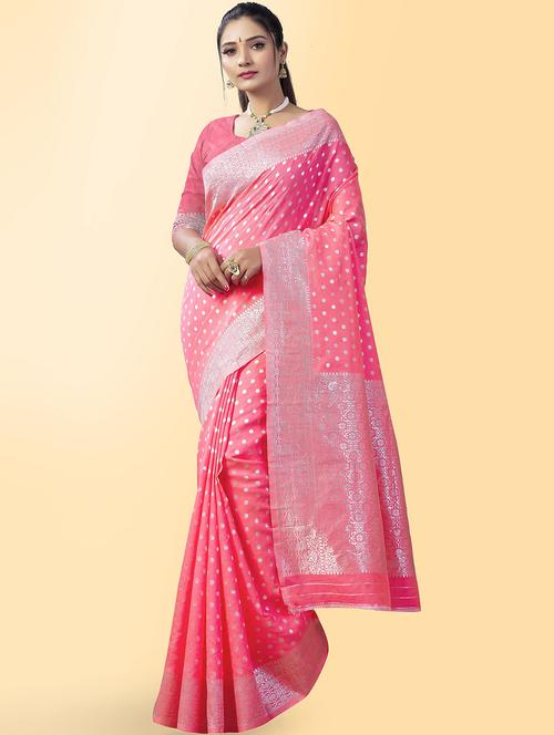 self design banarasi saree with blouse - 19900479 - Very Small Image - 1