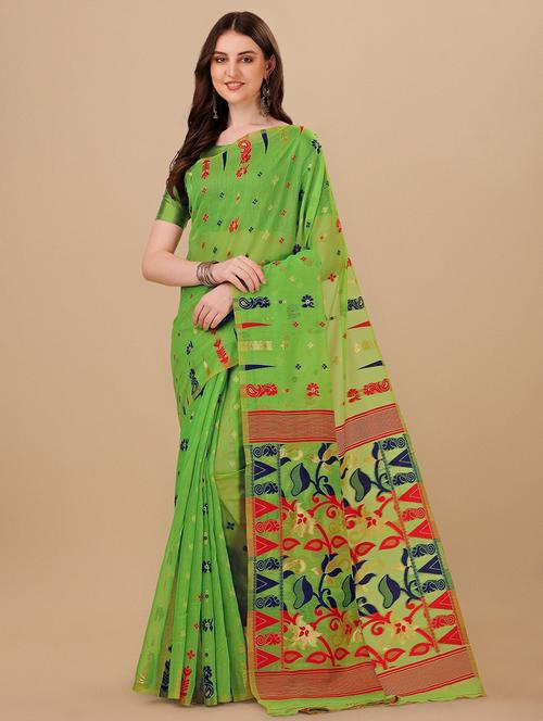 self design jamdani saree with blouse - 19900504 - Very Small Image - 1