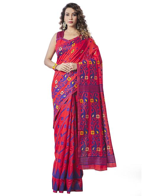 self design jamdani saree with blouse - 19900544 - Very Small Image - 1