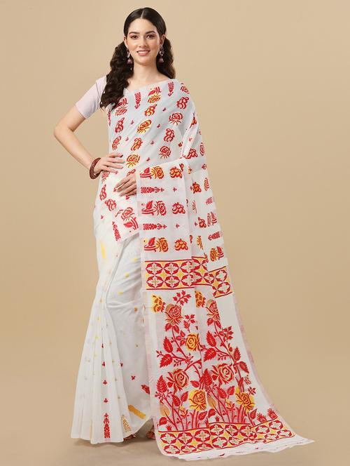 self design jamdani saree with blouse - 19900577 - Very Small Image - 1