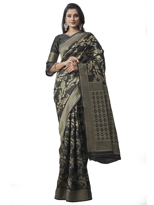 self design banarasi saree with blouse - 19900590 - Very Small Image - 1