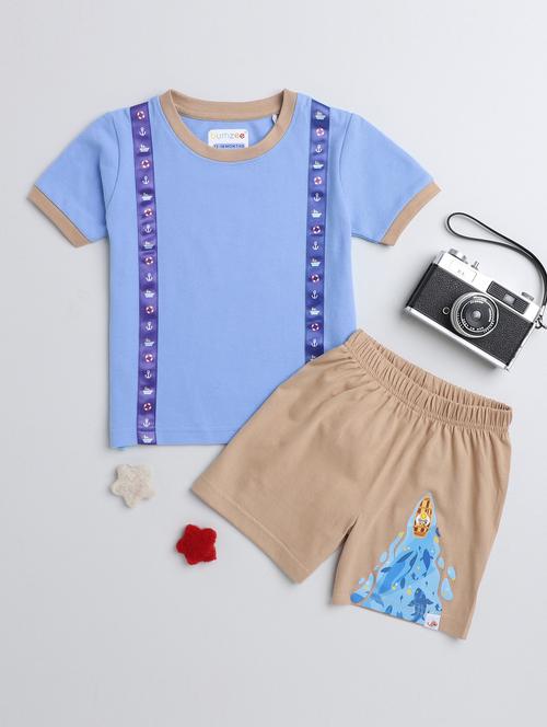 printed cotton shorts set - 19900949 - Very Small Image - 1