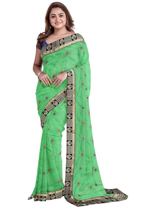 embroidered saree with blouse - 19902279 - Very Small Image - 1