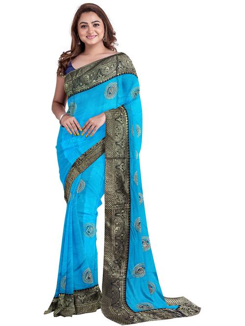 self design saree with blouse - 19902401 - Very Small Image - 1