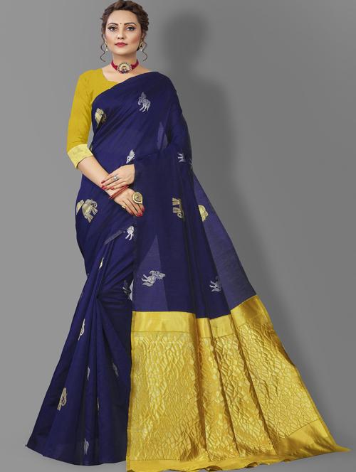 self design banarasi saree with blouse - 19903011 - Very Small Image - 1