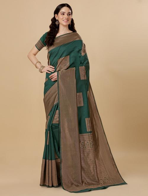 self design banarasi saree with blouse - 19903015 - Very Small Image - 1