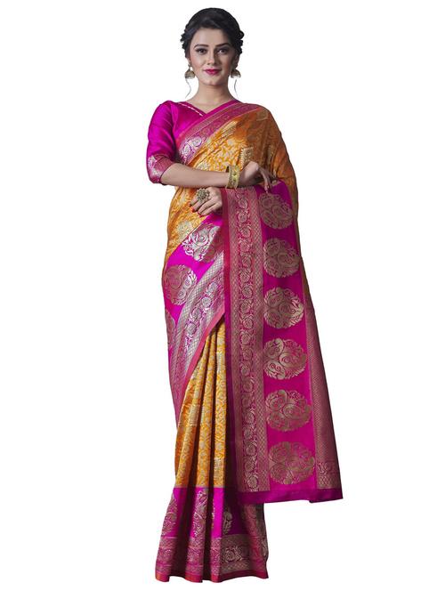 self design bordered saree with blouse - 19903036 - Very Small Image - 1