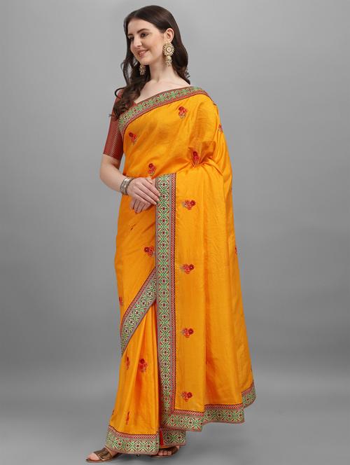 self design embroidered saree with blouse - 19903046 - Very Small Image - 1