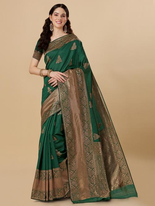 self design bordered saree with blouse - 19903062 - Very Small Image - 1