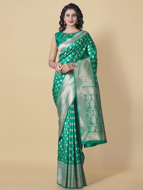 light green silk blend banarasi saree - 19903078 - Very Small Image - 1