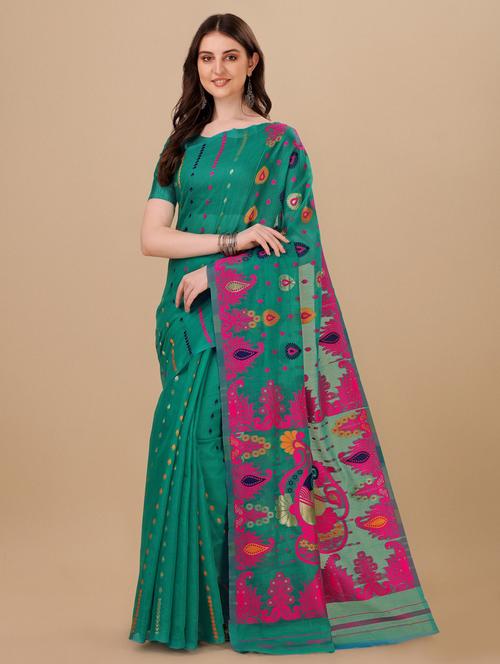 green jamdani saree - 19903082 - Very Small Image - 1