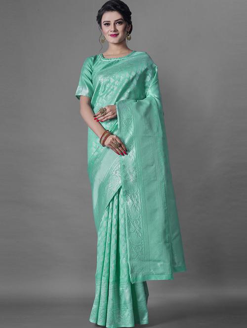 sea green banarasi saree - 19903188 - Very Small Image - 1