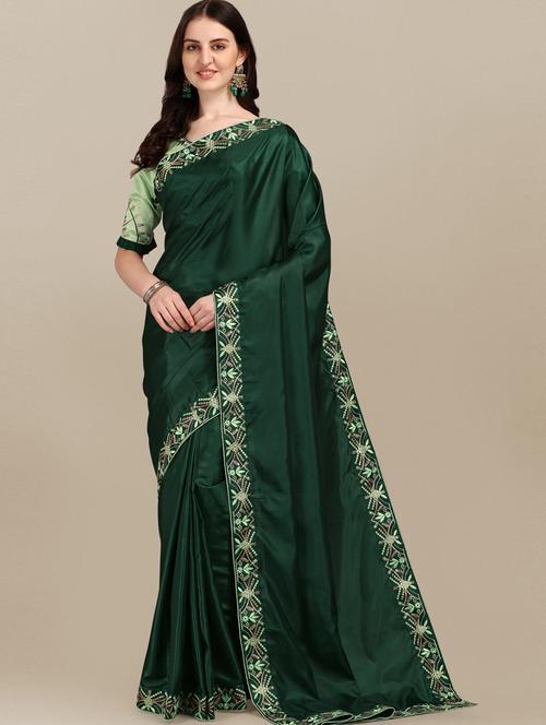 lace detailed solid bordered saree - 19903195 - Very Small Image - 1