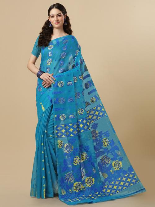 light blue jamdani saree - 19903252 - Very Small Image - 1