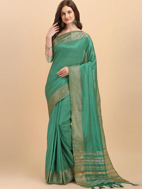 light green banarasi saree with blouse - 19903273 - Very Small Image - 1