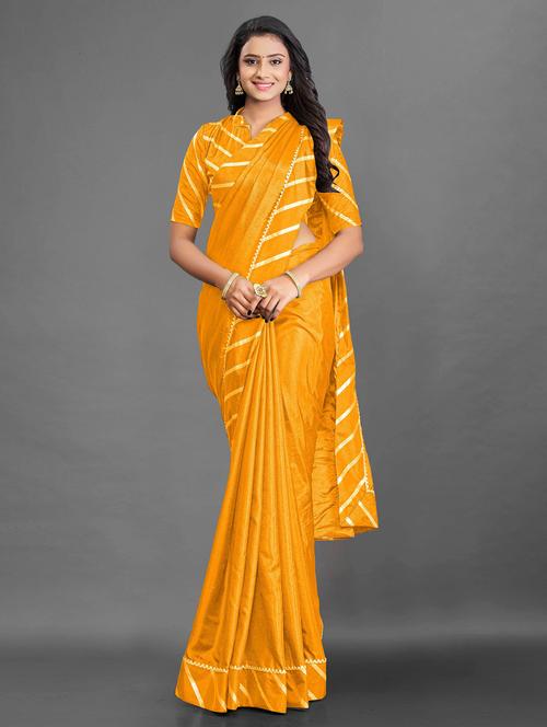 yellow plain saree with blouse - 19903315 - Very Small Image - 1