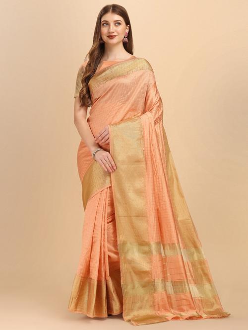 orange banarasi saree with blouse - 19903420 - Very Small Image - 1