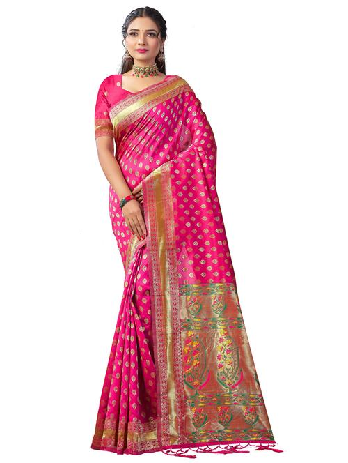 pink paithani saree with blouse - 19903451 - Very Small Image - 1