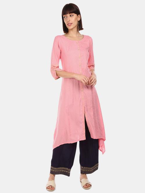 pink cotton anarkali kurta - 19905013 - Very Small Image - 1