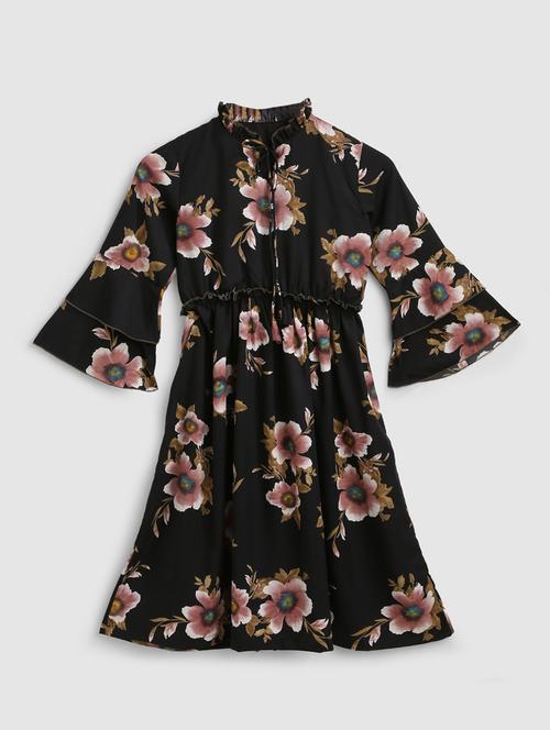 girls tie up neck bell sleeve frock - 19905064 - Very Small Image - 1
