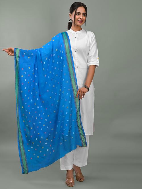 turquoise cotton dupatta - 19905809 - Very Small Image - 1