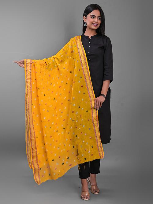 yellow cotton dupatta - 19905813 - Very Small Image - 1