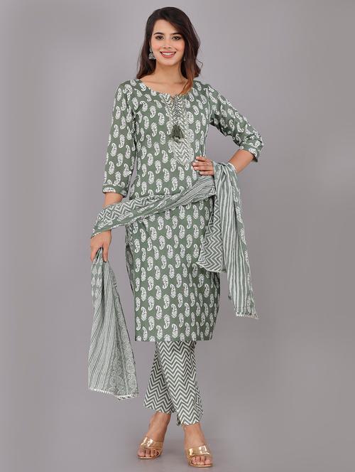 printed kurta pant set with dupatta - 19905901 - Very Small Image - 1