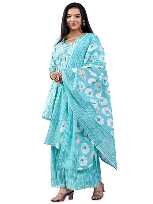 printed kurta palazzo set with dupatta - 19905906 - Very Small Image - 1