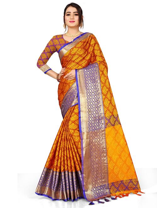 self design woven saree with blouse - 19906197 - Very Small Image - 1