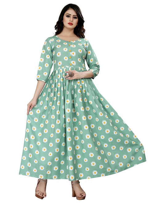 round neck printed flared kurta - 19908066 - Very Small Image - 1