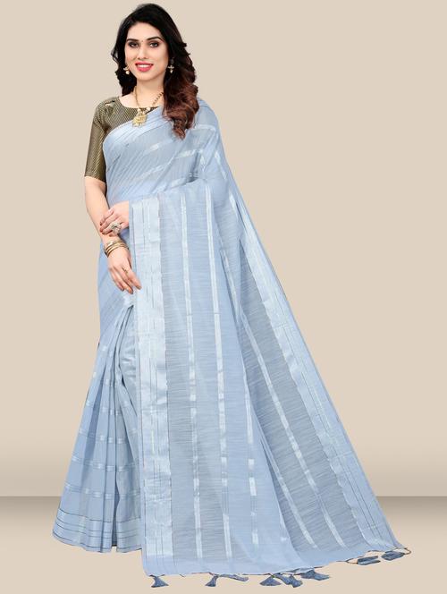 stripes woven saree with blouse - 19908159 - Very Small Image - 1