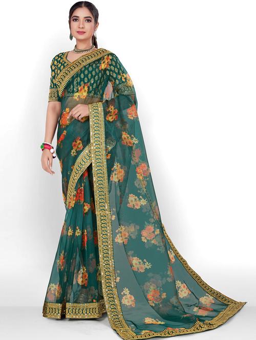 self design printed saree with blouse - 19908169 - Very Small Image - 1