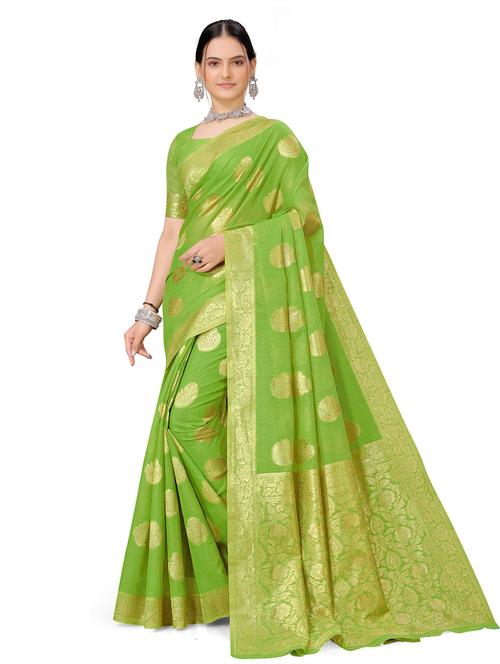 light green chanderi saree with blouse - 19908239 - Very Small Image - 1