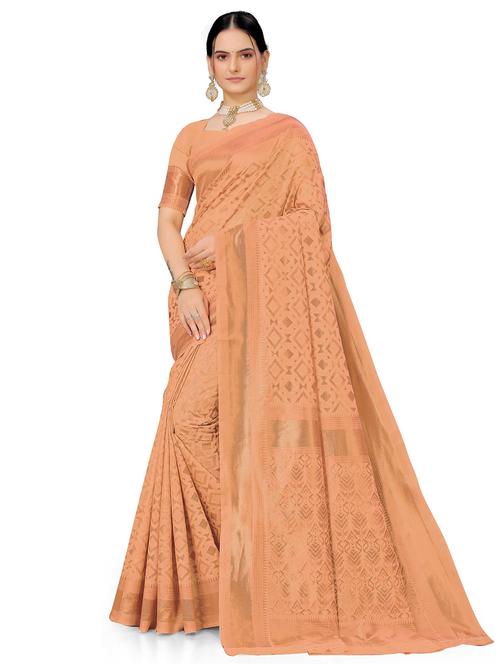 orange chanderi saree with blouse - 19908245 - Very Small Image - 1