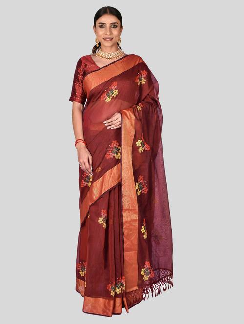 self design woven saree with blouse - 19908265 - Very Small Image - 1
