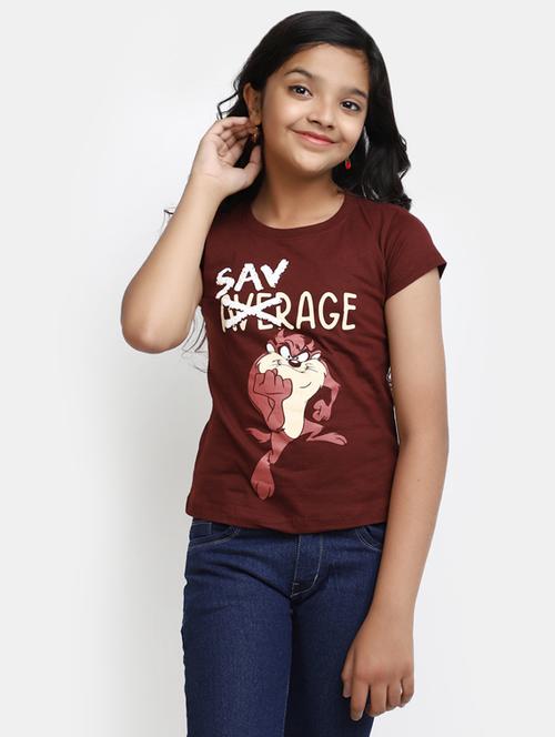 girls printed round neck regular tee - 19908592 - Very Small Image - 1