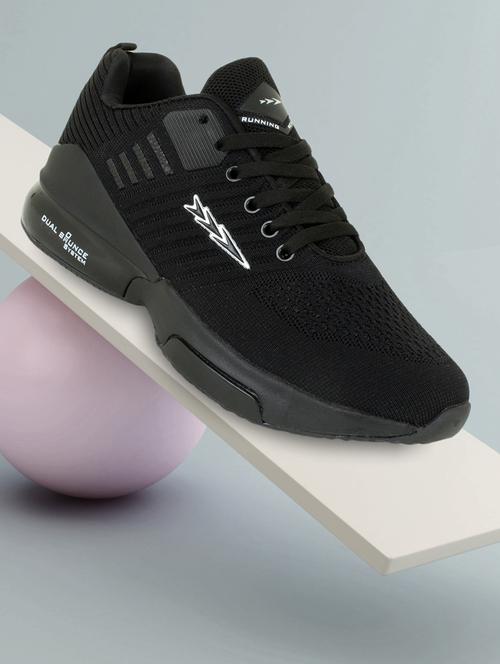 black solid running sport shoes - 19908955 - Very Small Image - 1