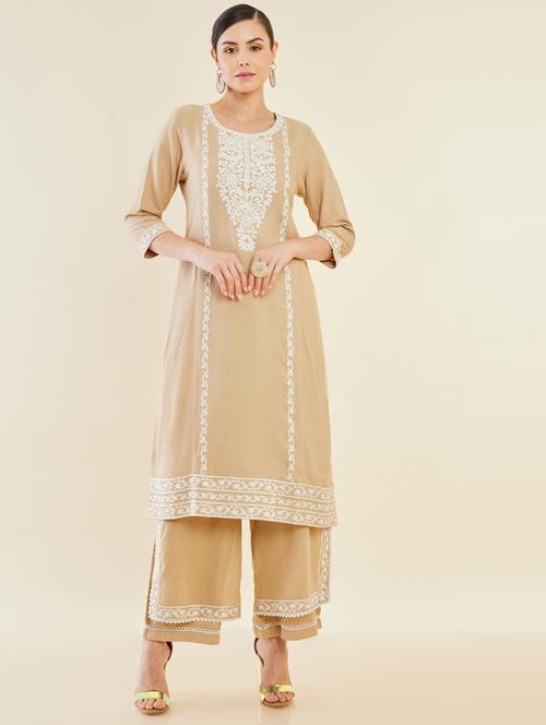 embroidered kurta palazzo set - 19909266 - Very Small Image - 1