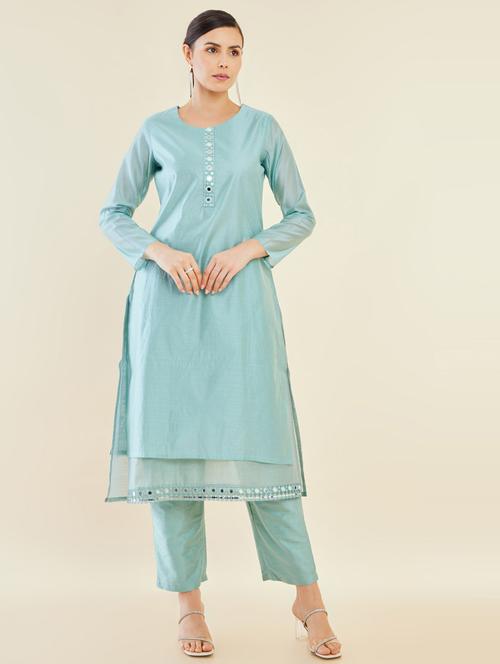 self design kurta pant set - 19909274 - Very Small Image - 1
