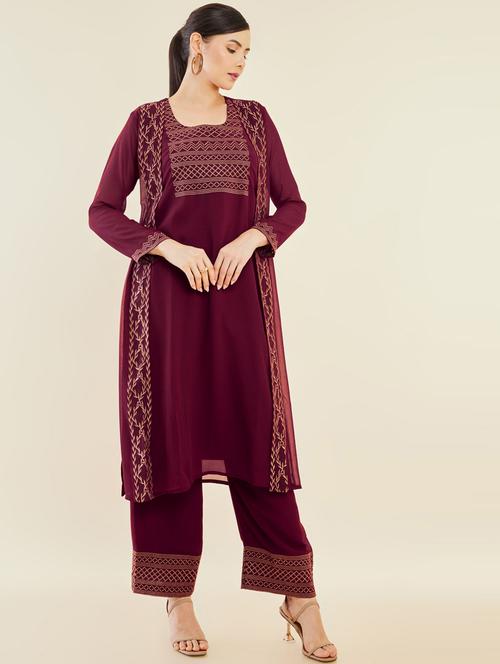 embroidered kurta palazzo set - 19909289 - Very Small Image - 1