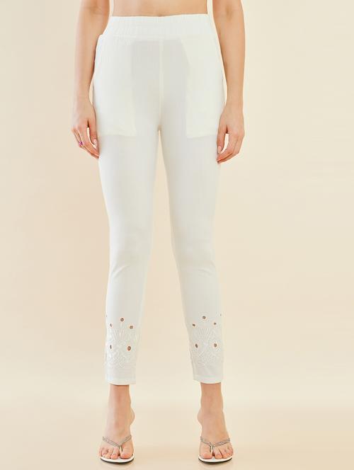 white printed flat front trouser - 19909290 - Very Small Image - 1