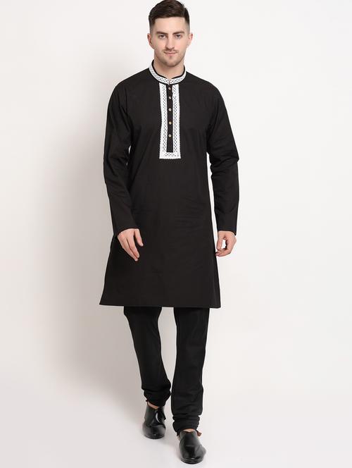 black cotton pocket kurta - 19909302 - Very Small Image - 1