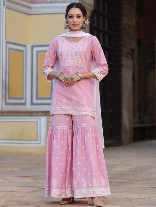 printed kurta sharara set with dupatta - 19910193 - Very Small Image - 1