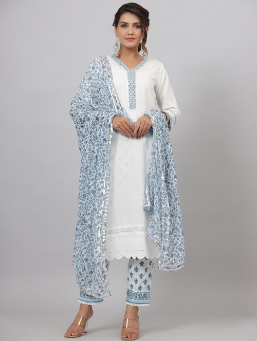 printed kurta pant set with dupatta - 19910249 - Very Small Image - 1